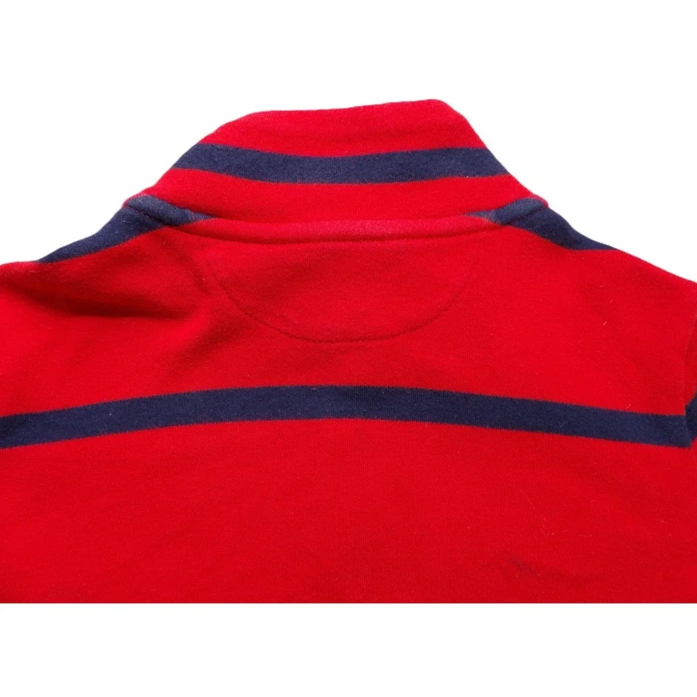 Polo Ralph Lauren Boys 1/4 Zip Pullover Sweatshirt Red Blue Striped 3/3T Toddler